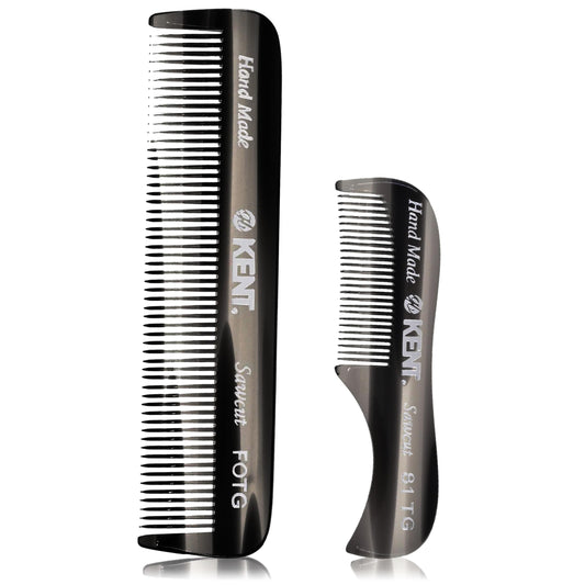 Kent 81T FOT Black Graphite Beard Pocket Comb Set for Men - Beard Kit for Travel and Home, Mustache Comb for Men, Mini Comb Beard Combs for Mens Beauty and Personal Care KENT