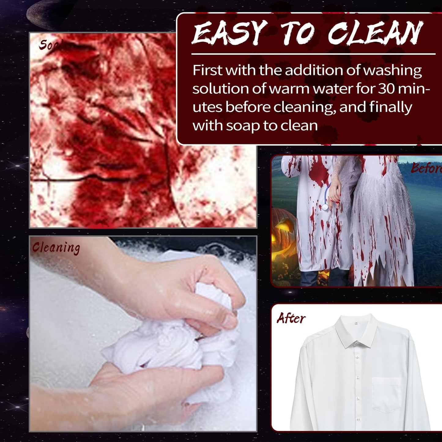 2 PACK Blood Splatter Fake Blood Washable,Halloween Fake Blood Spray Eye Blood Drops Body Paint,Fake Blood for Clothes and Zombie Monster Vampire