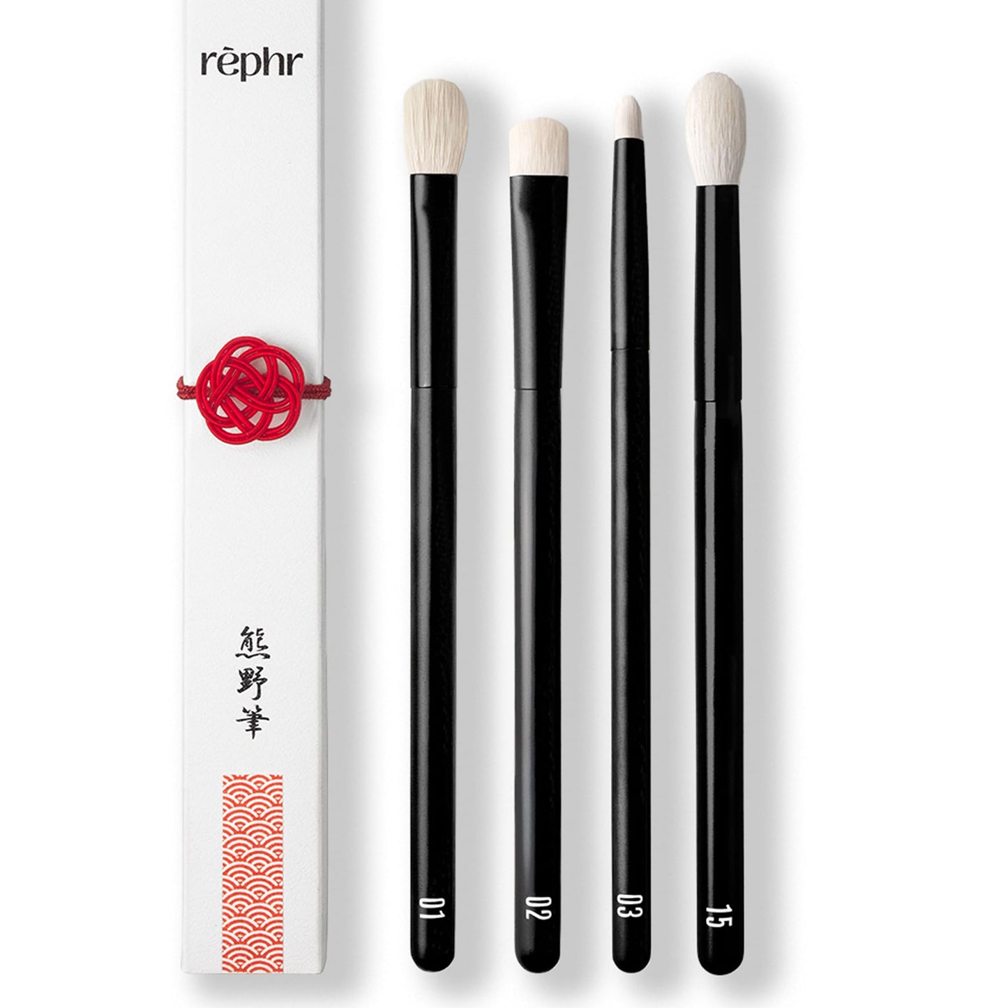 rephr The Core Eye Set - 4 Handmade Japanese Makeup Brushes with Natural Goat Hair | Essential Eye Brush Set for Blending, Shading, Crease & Detail |