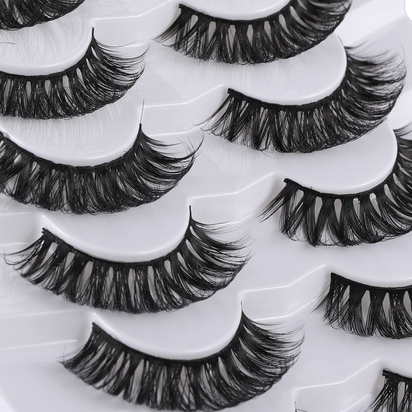 Mebver Russian Strip Lashes False Eyelashes Cat Eye Lashes Faux Mink Lashes Natural Look Fake Eyelashes Fluffy Wispy Lashes That Look Like Extensions