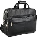 Black Leather Laptop Softside Briefcase (#48)