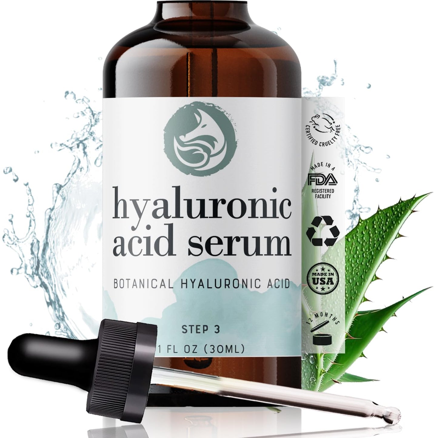 Hyaluronic Acid Face Serum - Hydrating Anti Wrinkle Anti Aging Facial Serum - With Vitamin C and E, Green Tea, Jojoba Oil - Natural and Organic - 1