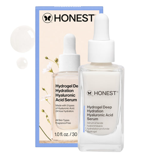 Honest Beauty Hydrogel Deep Hydration Hyaluronic Acid Serum, Moisturizes Plumps, Hypoallergenic, Fragrance-Free, Vegan, Gentle for Sensitive Skin, 1