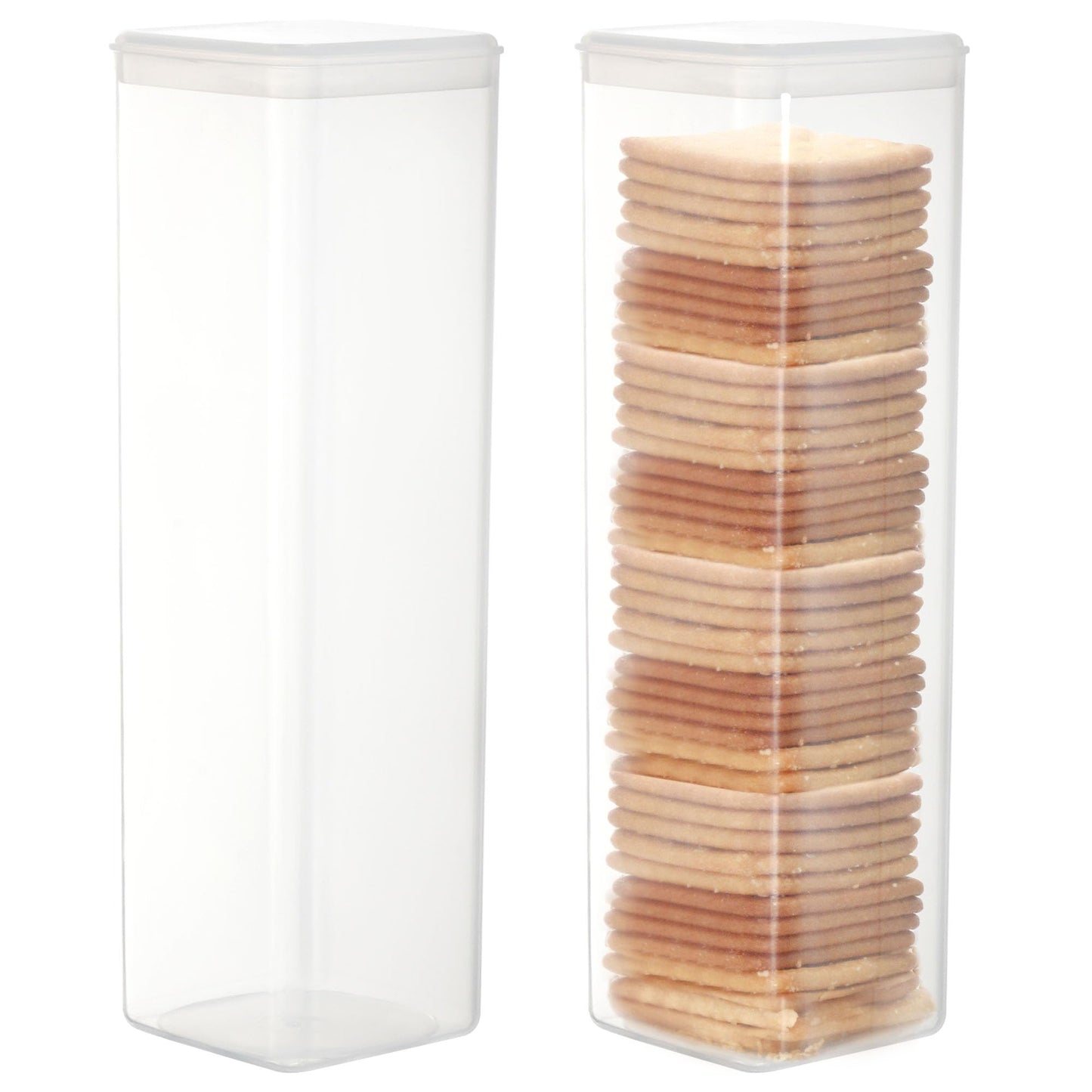 Youngever 2 Pack Plastic Cookie Containers, Cookie Jars, Cookie Cracker & Biscuit Storage Container, Food Storage Containers with Lid (Square)