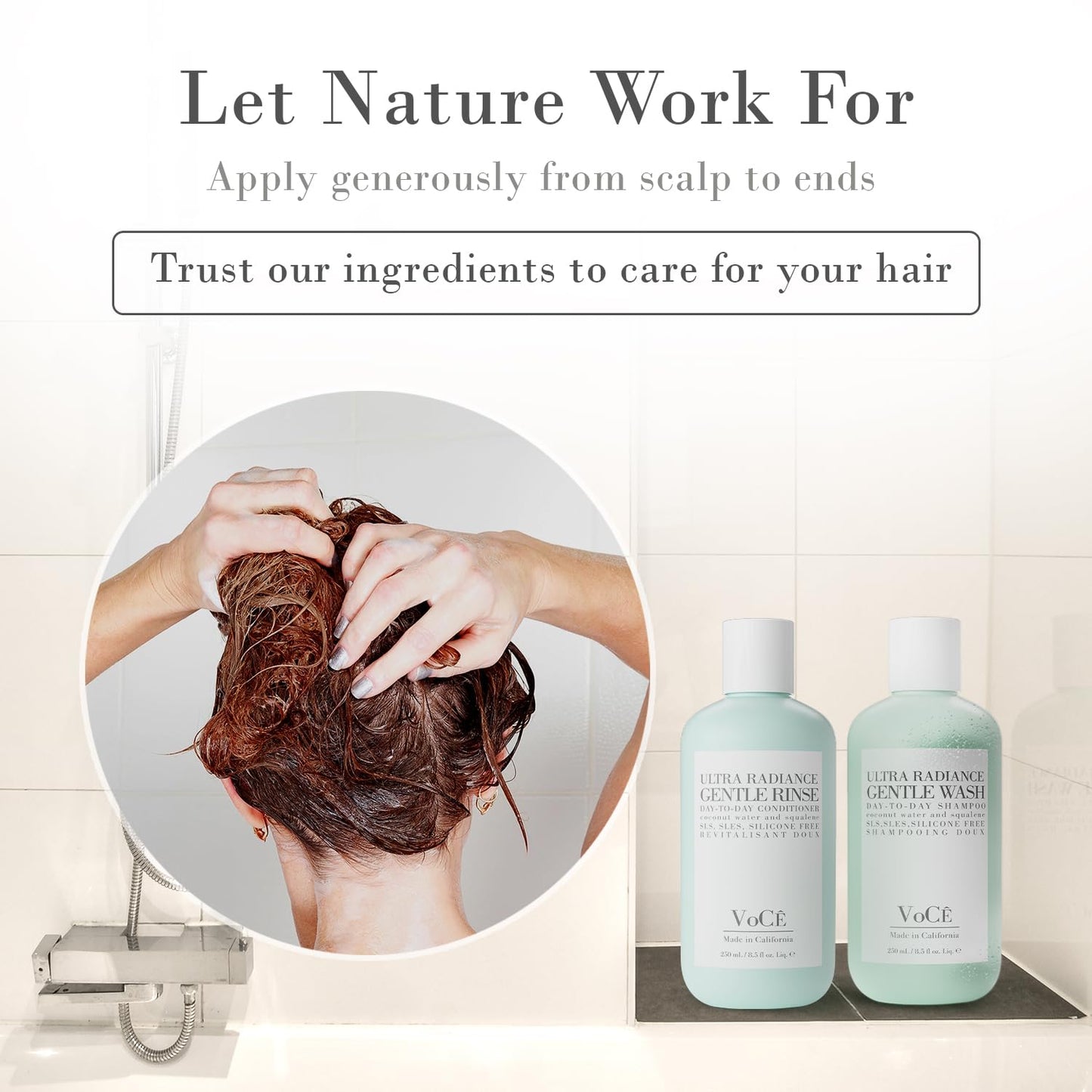 VoCÊ Haircare Gentle Shampoo & Conditioner Bundle | Daily Wash & Rinse 8.5oz
