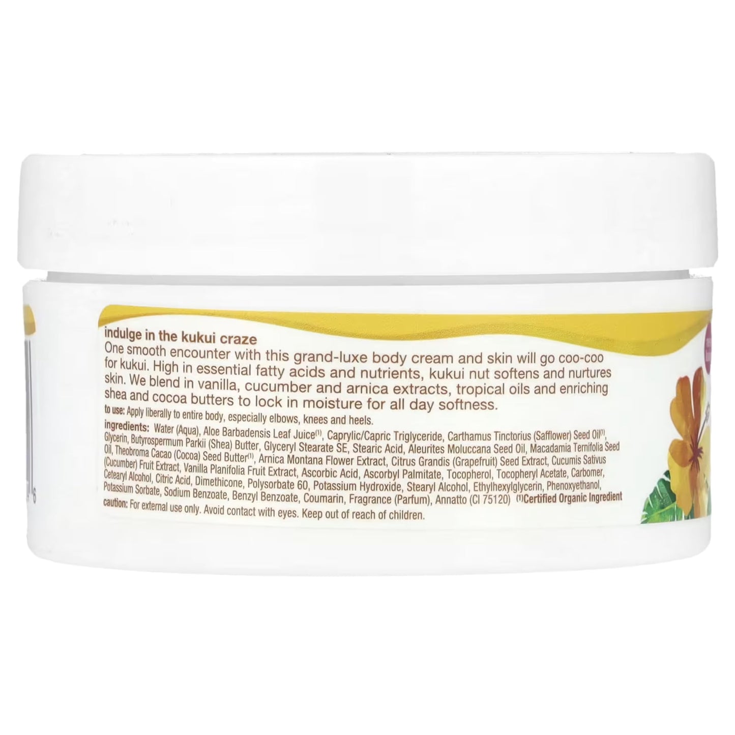 ALBA BOTANICA BODY CREAM,KUKUI NUT, 6.5 OZ