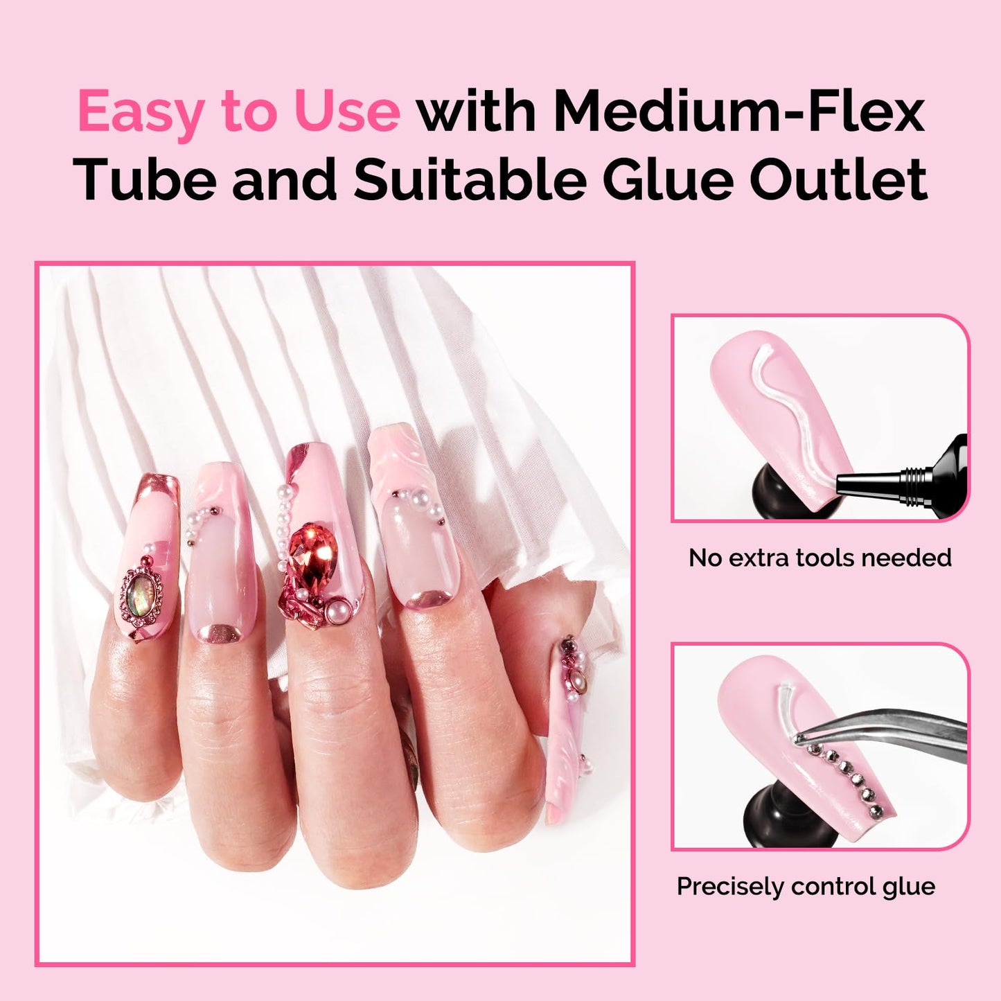 MelodySusie 2Pcs Nail Rhinestone Glue for Nails Super Strong Gel for Nail Charms Gems 3D Nail Gel UV Nail Glue for Nail Art Design Nail Chrome Powder Beauty and Personal Care MelodySusie