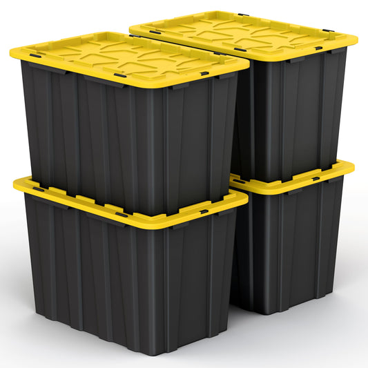 Lifetime Home 4 PACK of X-Large 23 Gallon Plastic Storage Bin Tote Organizing Container with Secure Latching Lids, Stackable, Extra Strength…