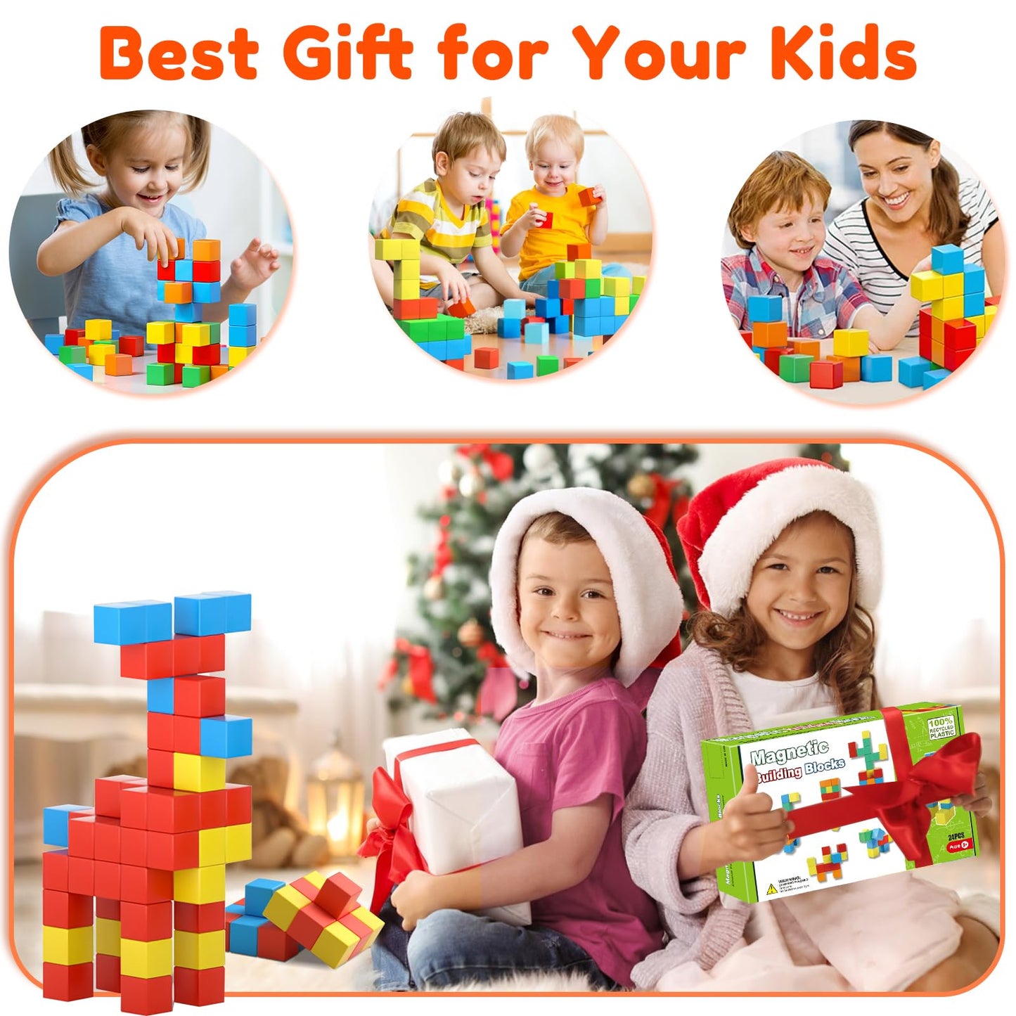 Feoxialy 32pcs Large Magnetic Blocks 1.42in – Colorful Building Cubes for Toddlers & Kids Ages 3-8, Educational STEM Learning Toys