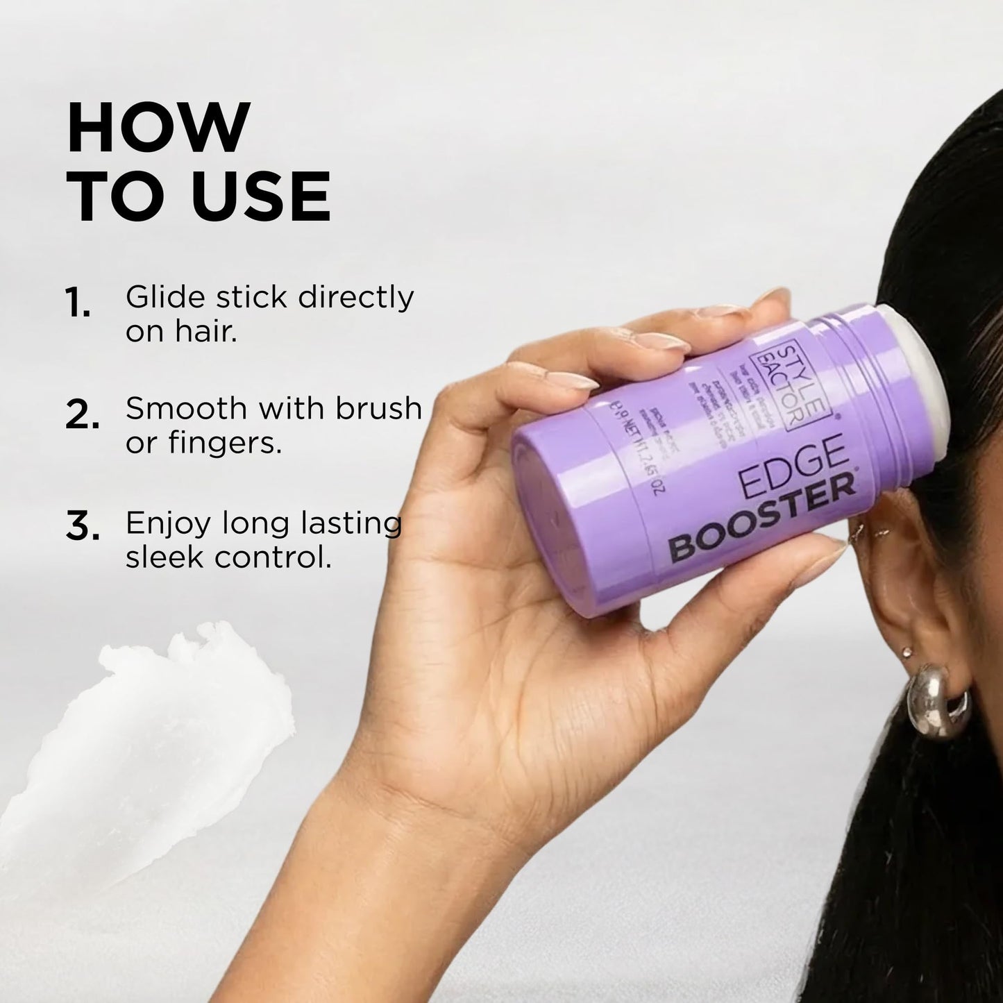 Style Factor EDGE BOOSTER Hair Wax Stick Pomade with Beeswax | Strong Hold Slick Stick for Flyaways, Edges & Baby Hair for Sleek Buns & Ponytails |