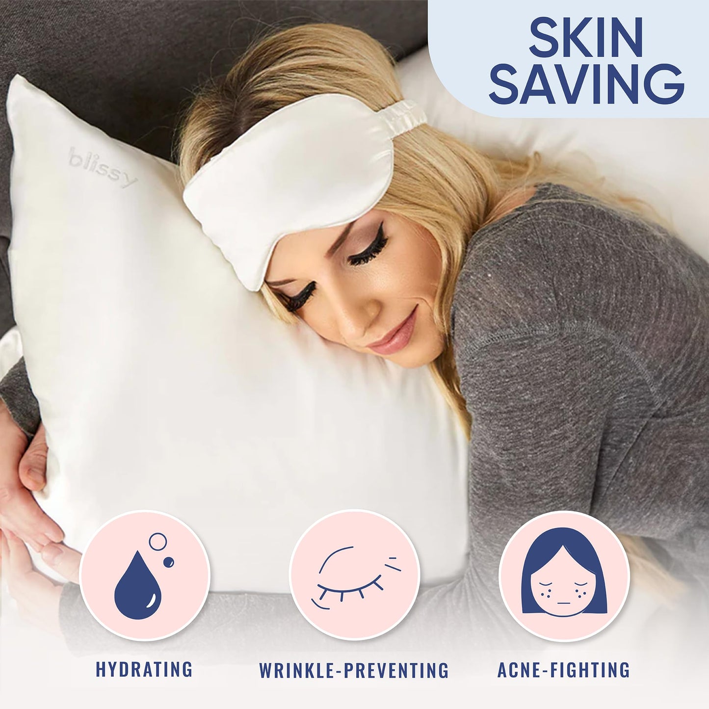 Blissy Silk Pillowcase - 100% Pure Mulberry Silk - 22 Momme 6A High-Grade Fibers - Silk Pillow Cover for Hair & Skin - Regular, Queen & King (Blissy