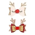 Christmas Bow Hair Clips Antler Girls Hairpins Glitter Hair Barrettes Holiday Cute Hair Accessories Best Gift for Kids