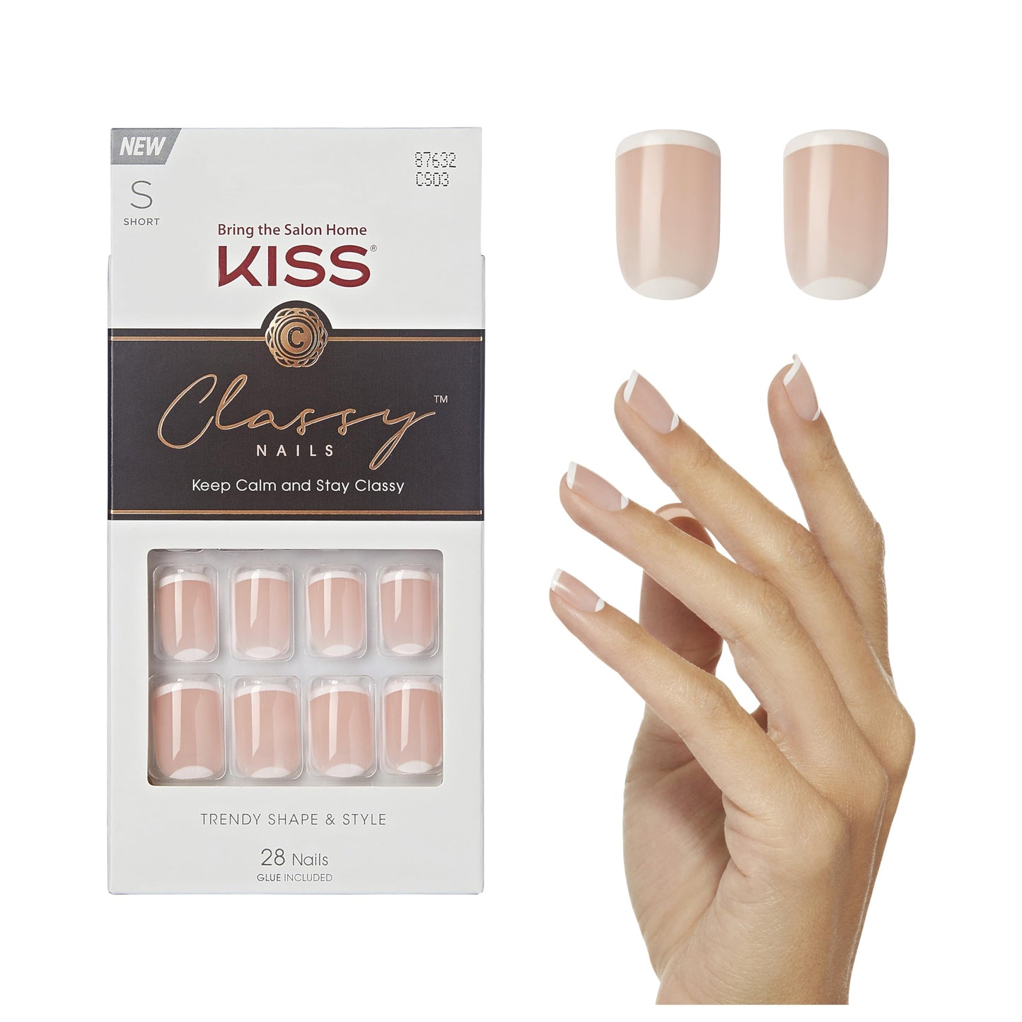 KISS Classy Fake Nails Ready-To-Wear DIY Manicure - Simple Enough, Waterproof, Smudge Proof, Chip Proof, No Dry Time, Durable & Flexible, Long Beauty & Personal Care KISS