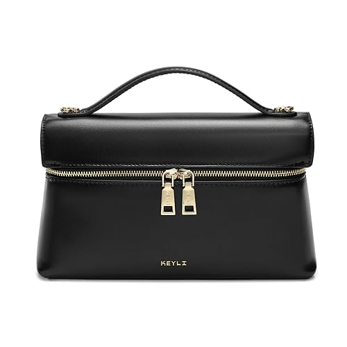 Keyli Women's Crossbody Bag Small Top-Handle Pouch Purse Fashion Designer Shoulder Handbag Trendy Quiet Leather Purse Black