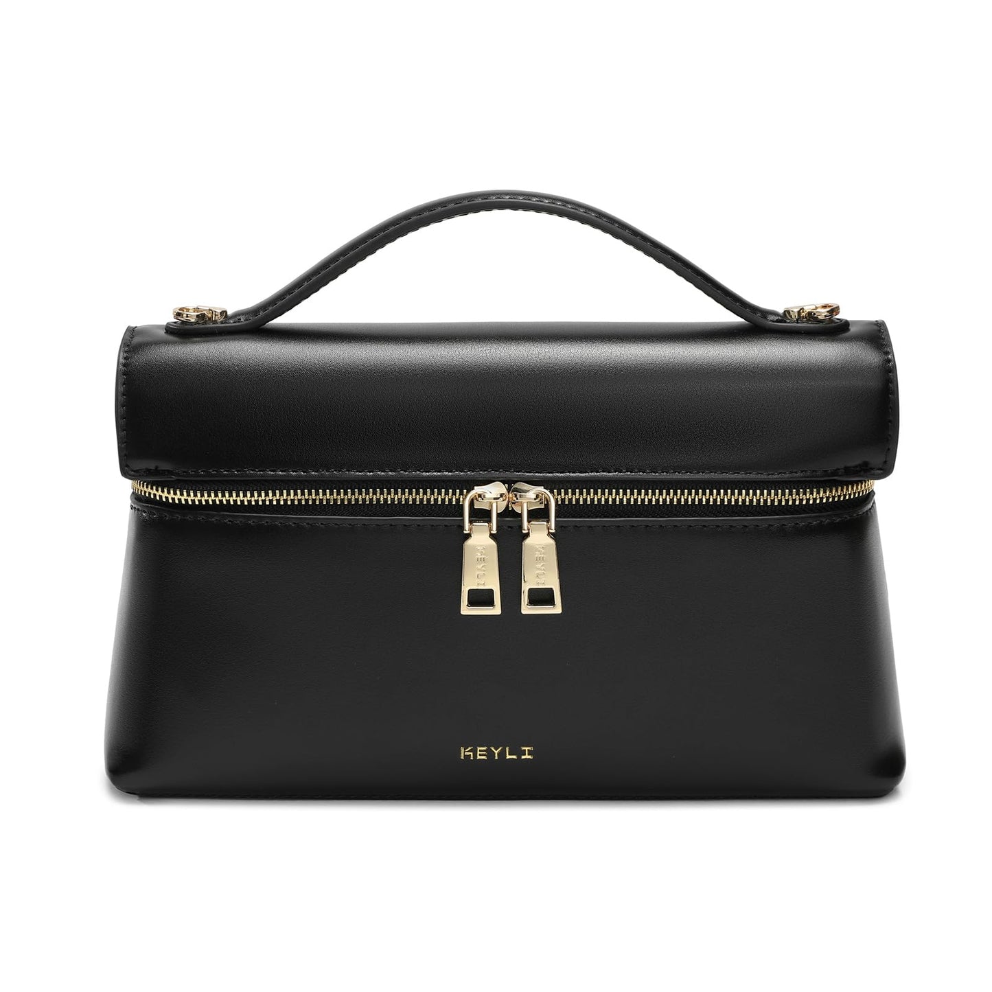 Keyli Women's Crossbody Bag Small Top-Handle Pouch Purse Fashion Designer Shoulder Handbag Trendy Quiet Leather Purse Black