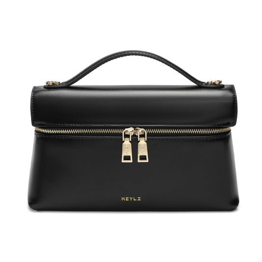 Keyli Women's Crossbody Bag Small Top-Handle Pouch Purse Fashion Designer Shoulder Handbag Trendy Quiet Leather Purse Black