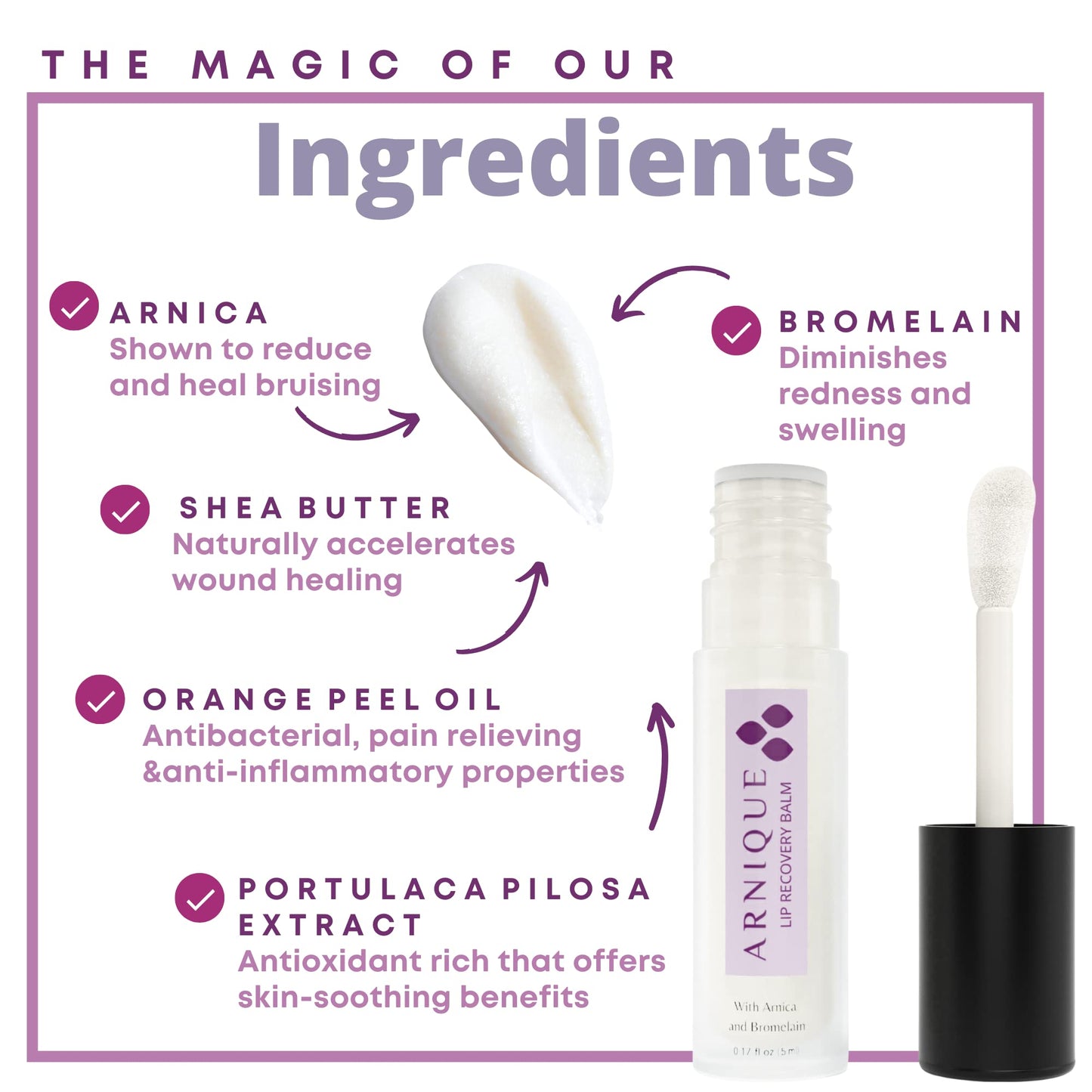 Arnique Arnica Lip Balm - Lip Filler Aftercare Balm with Arnica Montana and Bromelain, Soothing Topical Masque for Lip Flip, Injections, and Cosmetic