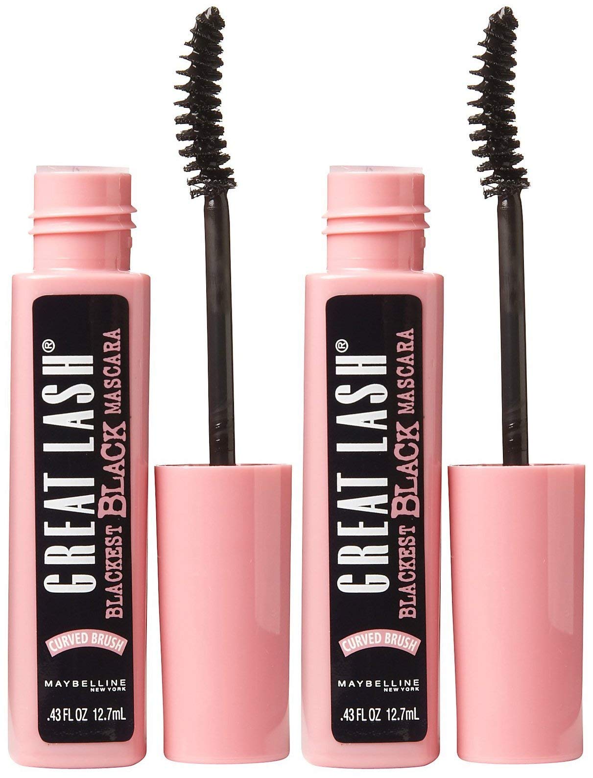 Maybelline Great Lash Curved Brush Mascara - Blackest Black - 2 Pack