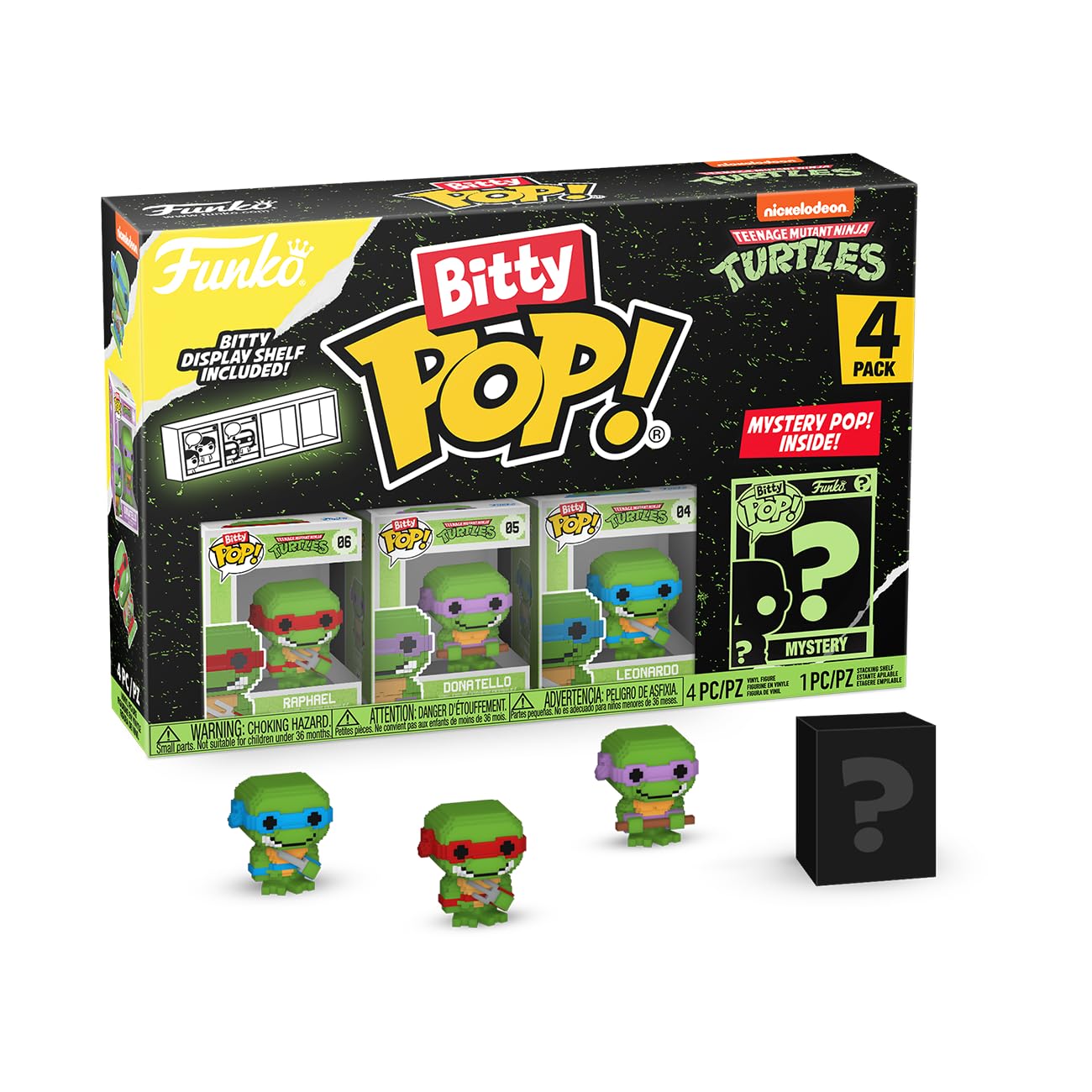 Funko Bitty POP! Teenage Mutant Ninja Turtles (TMNT) - Shredder, 4-Pack - 8-Bit Raphael, 8-Bit Donatello, 8-Bit Leonardo and A Surprise Mystery Mini…