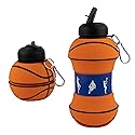 Maccabi Art Clip-On Collapsible 1 Liter, 34 oz. size BPA-Free Silicone Basketball Large Water Bottle for Kids