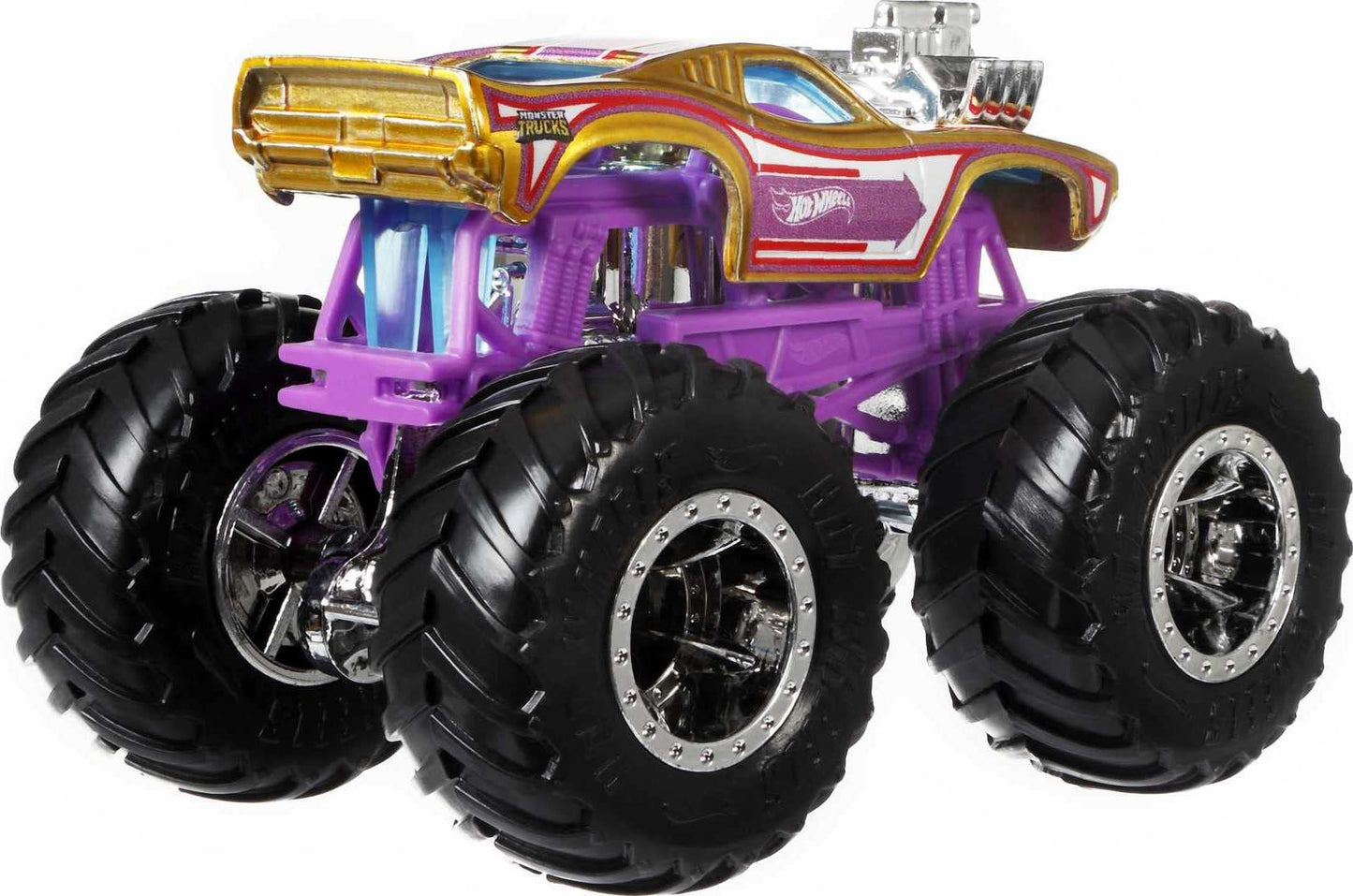 Hot Wheels Monster Trucks 4-Pack, 1:64 Scale Set of 4 Toy Vehicles with Giant Wheels for Kids & Collectors (Styles May Vary)