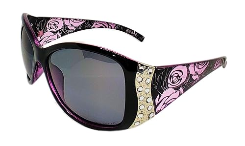 Hornz Women's Polarized Rectangular Shield Sunglasses - Pink, Purple Lens - Modern Style - UV400 Protection