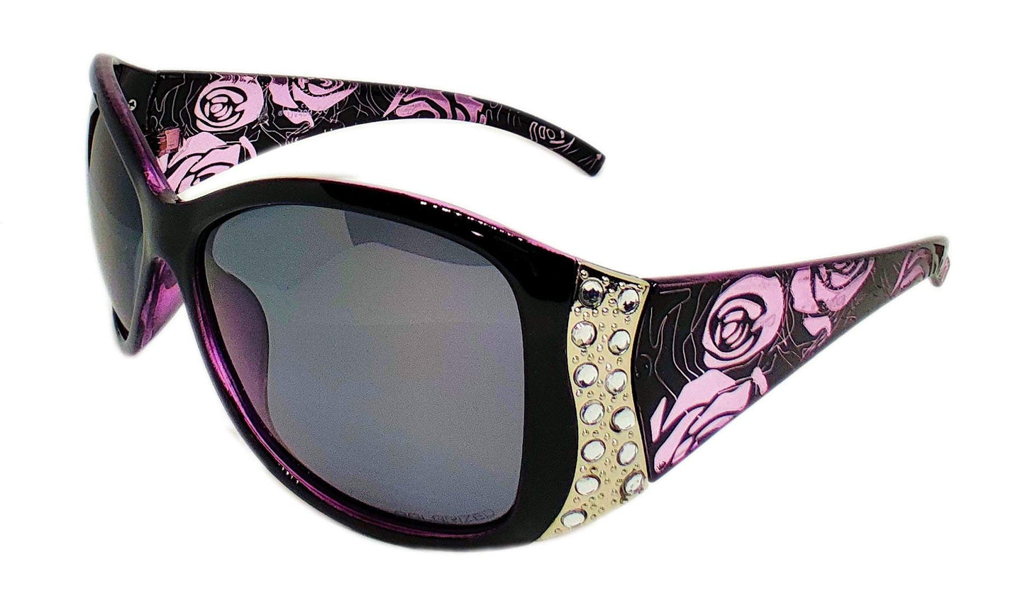 Hornz Women's Polarized Rectangular Shield Sunglasses - Pink, Purple Lens - Modern Style - UV400 Protection