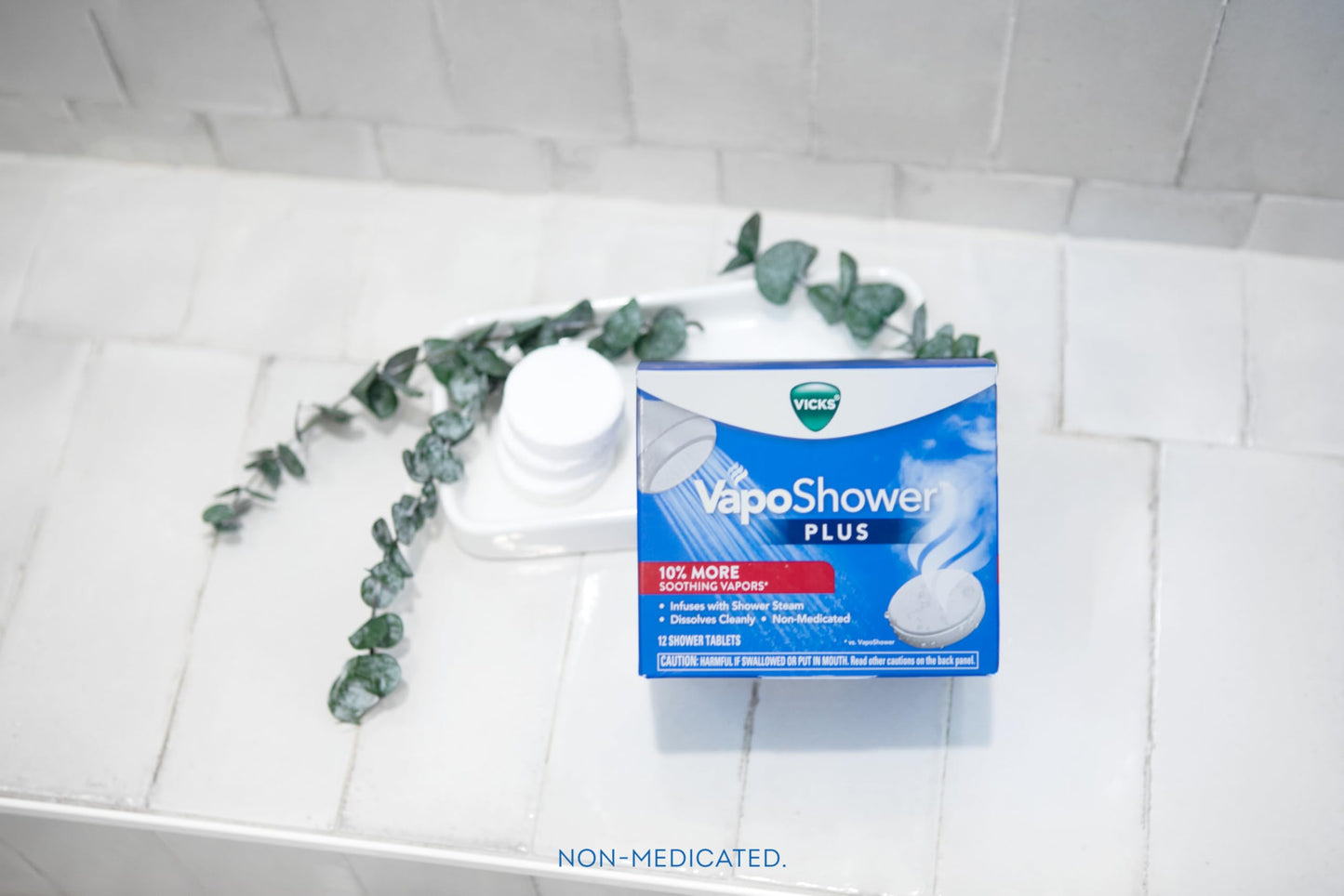 Vicks VapoShower Plus Shower Steamers – 12 Ct Eucalyptus & Menthol Scented Aromatherapy Shower Tablets, Clean Dissolving Bombs