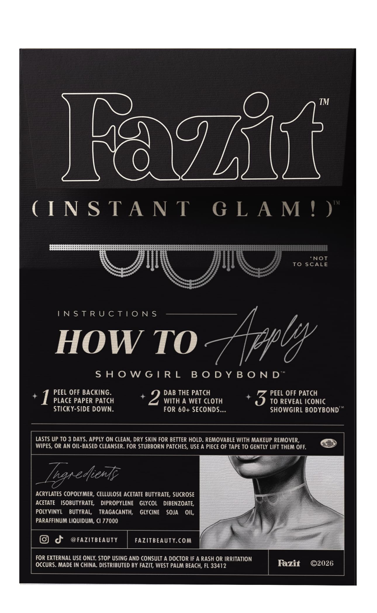 Fazit Makeup Patches - Showgirl Bodybond - Glow Up Make-Up Patches - Cute Glitter Makeup Accessories for Women - Cosmetic Body Glitter