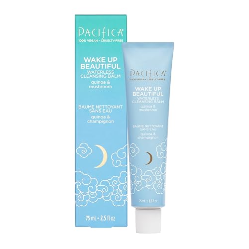 Pacifica Wake Up Beautiful Cleansing Balm & Makeup Remover - 2-in-1 Waterless Face Cleanser for Dry & Sensitive Skin, Hydrating No-Rinse Balm
