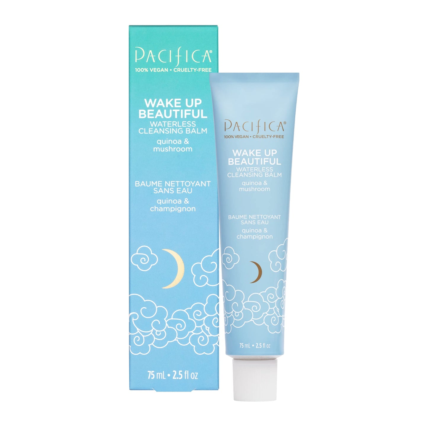 Pacifica Wake Up Beautiful Cleansing Balm & Makeup Remover - 2-in-1 Waterless Face Cleanser for Dry & Sensitive Skin, Hydrating No-Rinse Balm