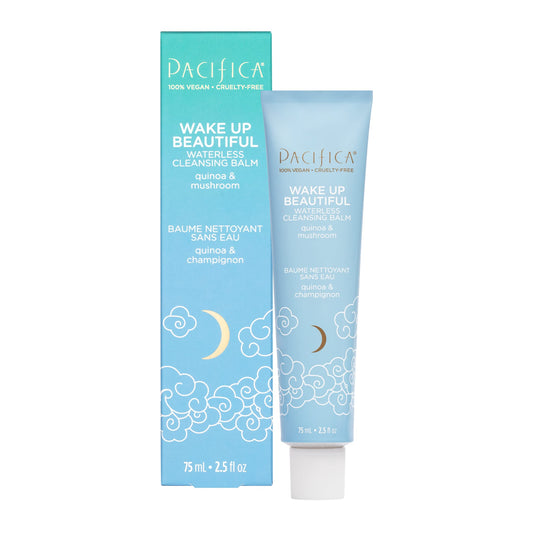Pacifica Wake Up Beautiful Cleansing Balm & Makeup Remover - 2-in-1 Waterless Face Cleanser for Dry & Sensitive Skin, Hydrating No-Rinse Balm