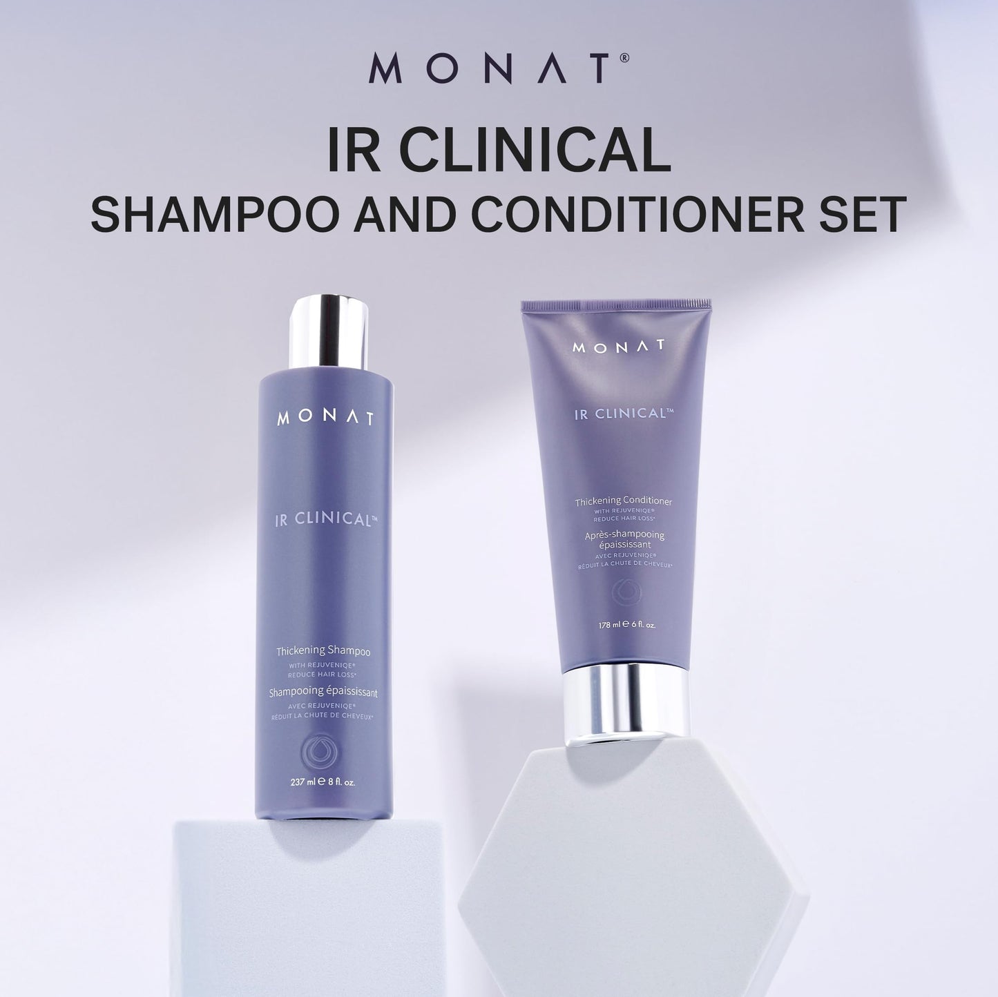 MONAT IR Clinical Thickening Shampoo & Conditioner Set - Hair Strengthening & Volumizing System for Thicker, Fuller-Looking Strands - Natural Hair