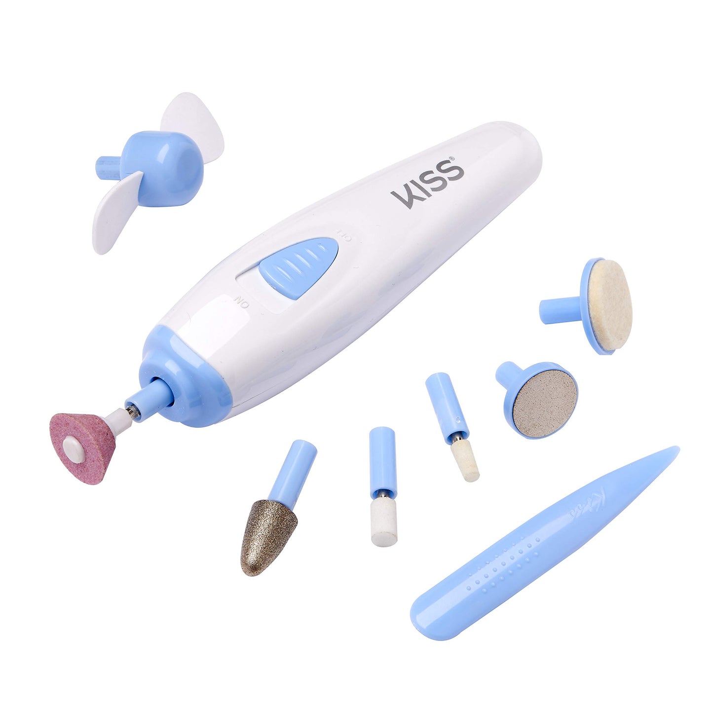 KISS Power File to Go Battery Powered Mani/Pedi Tool Professional Nail Care with 8 Attachments & Storage Case, Shape, Clean, and Polish Nails