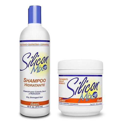 Silicon Mix Hair Treatment & Shampoo 16 oz Combo - Deep Conditioner & Intensive Treatment for Dry, Damaged & Brittle Hair - Moisturizing Formula