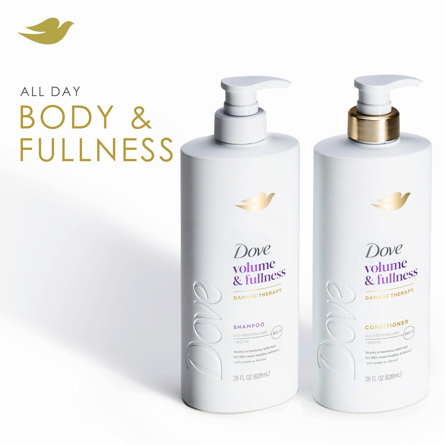 Dove Shampoo Volume & Fullness for Fine, Thin Hair with Bio-Protein Care Technology and Biotin 28 Fl Oz (Pack of 4) Beauty and Personal Care Dove