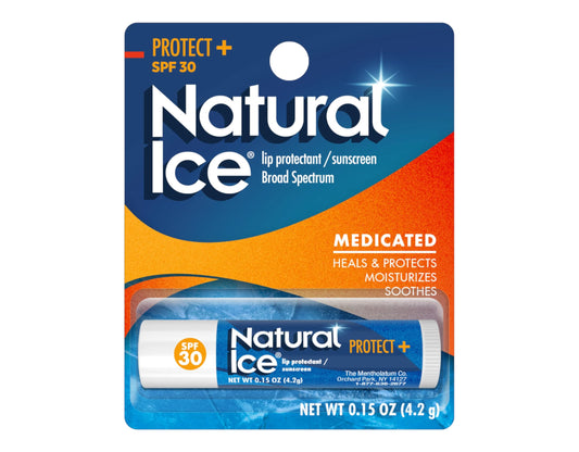Mentholatum Natural Ice Protect+ Broad Spectrum SPF 30 Medicated Lip Balm, 0.15 Ounce (Pack of 9)