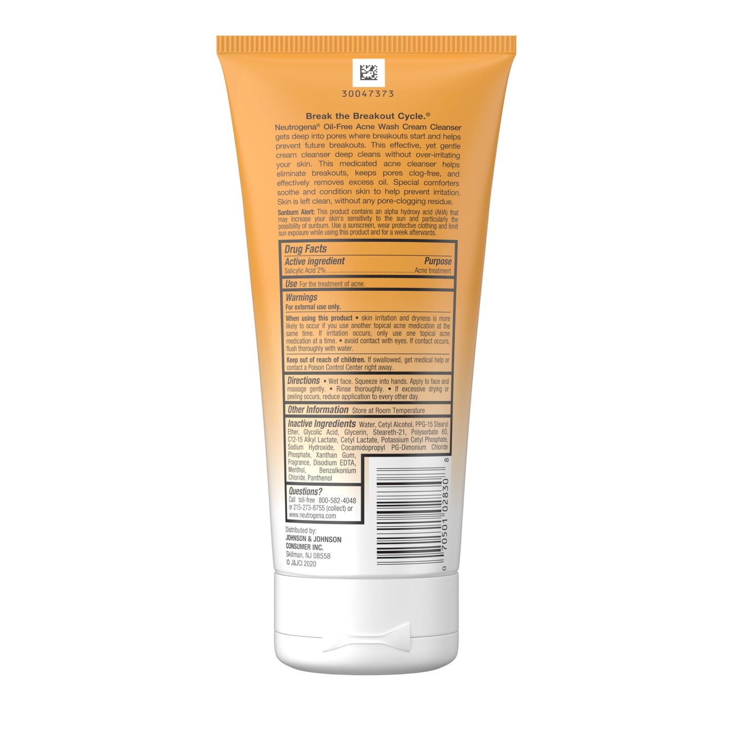Neutrogena Oil-Free Acne Face Wash Cream Cleanser, 2% Salicylic Acid Acne Treatment, Daily Facial Cleanser for Acne-Prone Skin, 6.7 fl. oz