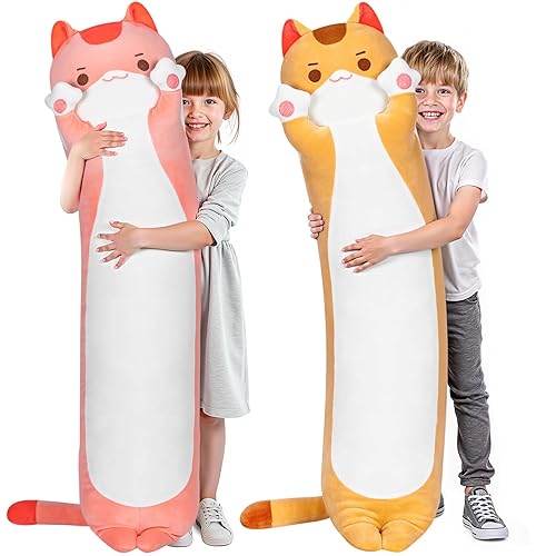 Mewaii Artist-Designed Ultra Soft Long Cat Plush Body Pillow, Extra Stuffing for Comfort, Premium Quality Stuffed Animal Gift for Girlfriend or Cat…
