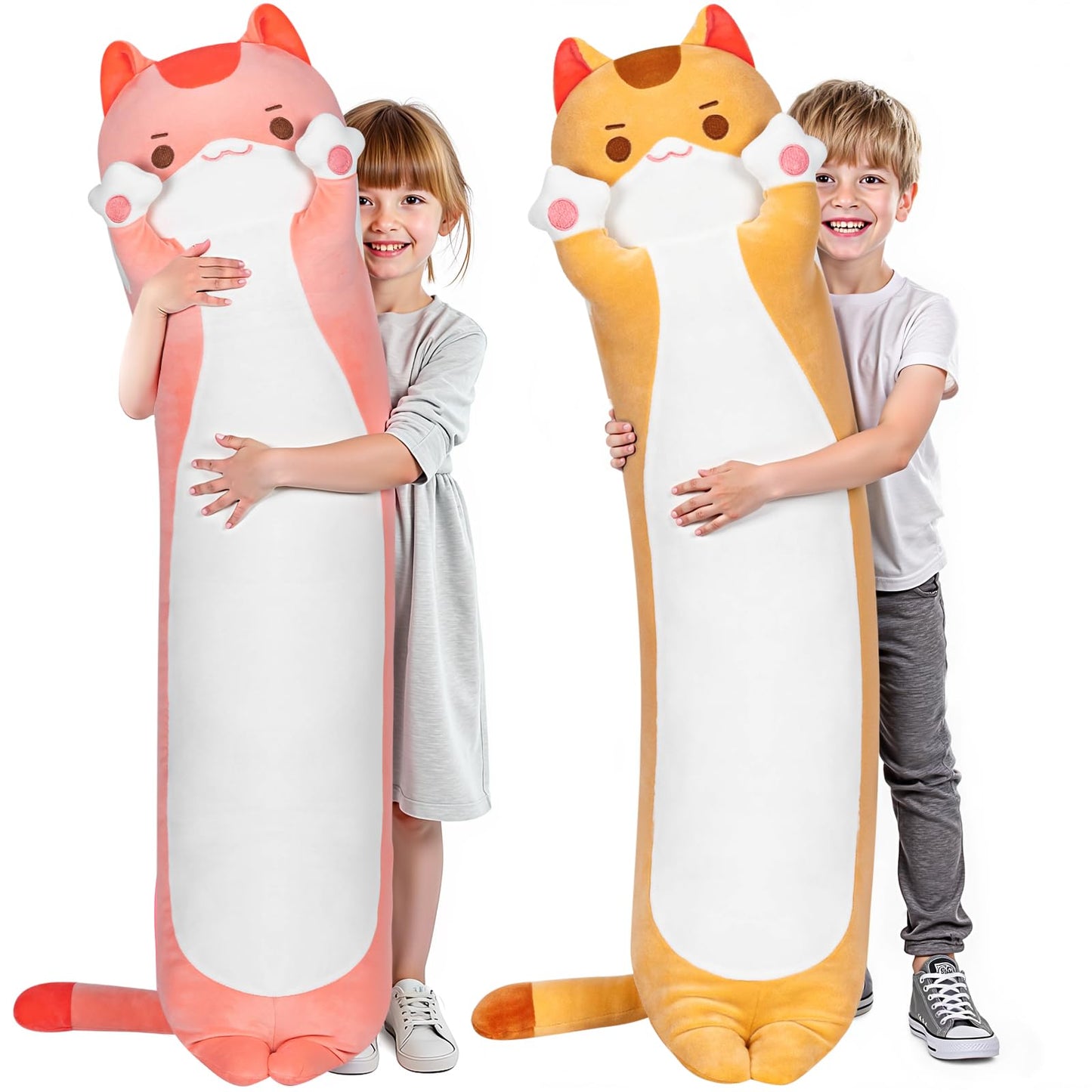 Mewaii Artist-Designed Ultra Soft Long Cat Plush Body Pillow, Extra Stuffing for Comfort, Premium Quality Stuffed Animal Gift for Girlfriend or Cat…