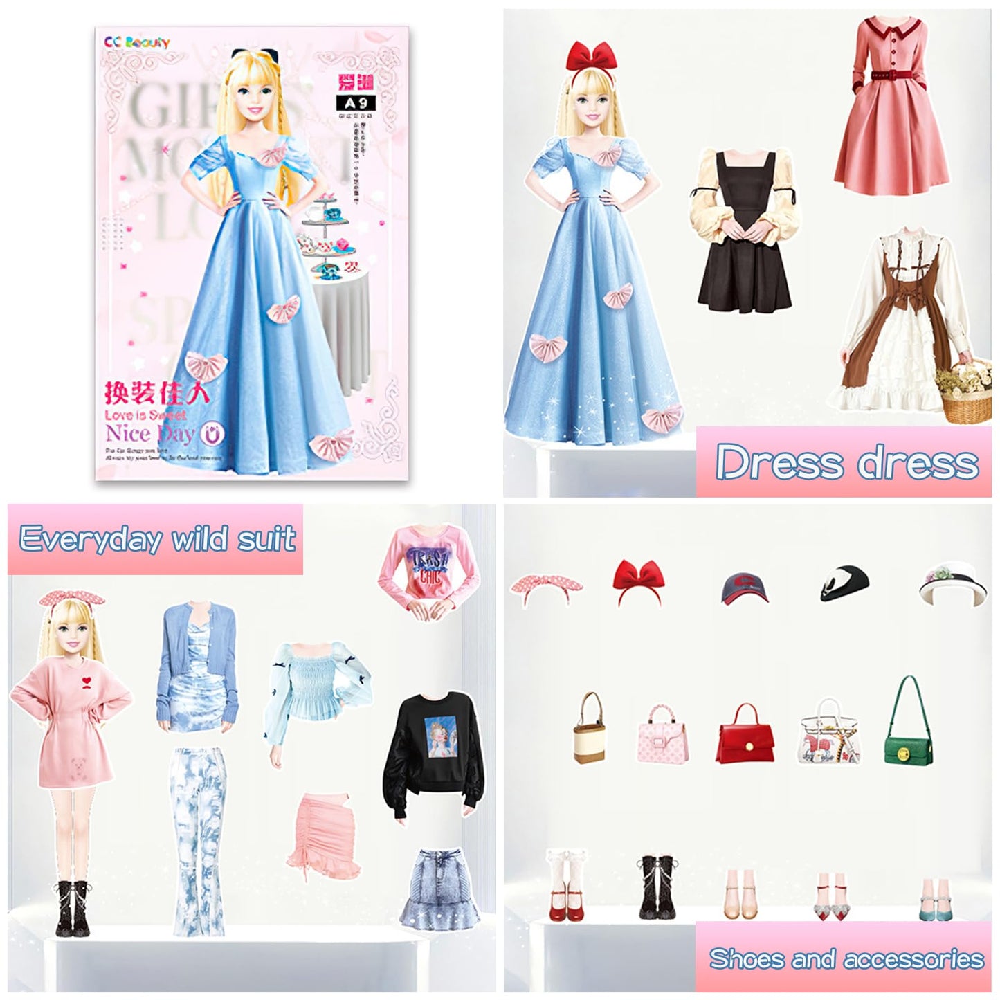 JHGCVX Magnetic Dress Up Paper Dolls for Girls Ages 4-7, Pretty Princess Game Paper Dolls Dress Up Toys, Creating Imaginative Birthday Gifts