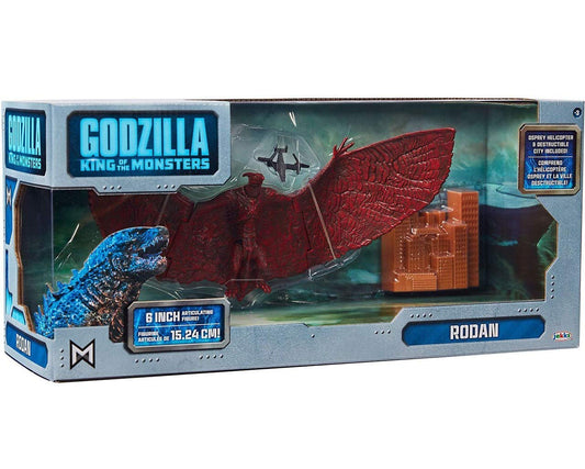Godzilla King of The Monsters: 6" Rodan Articulated Action Figure with Osprey Helicopter & Destructible City