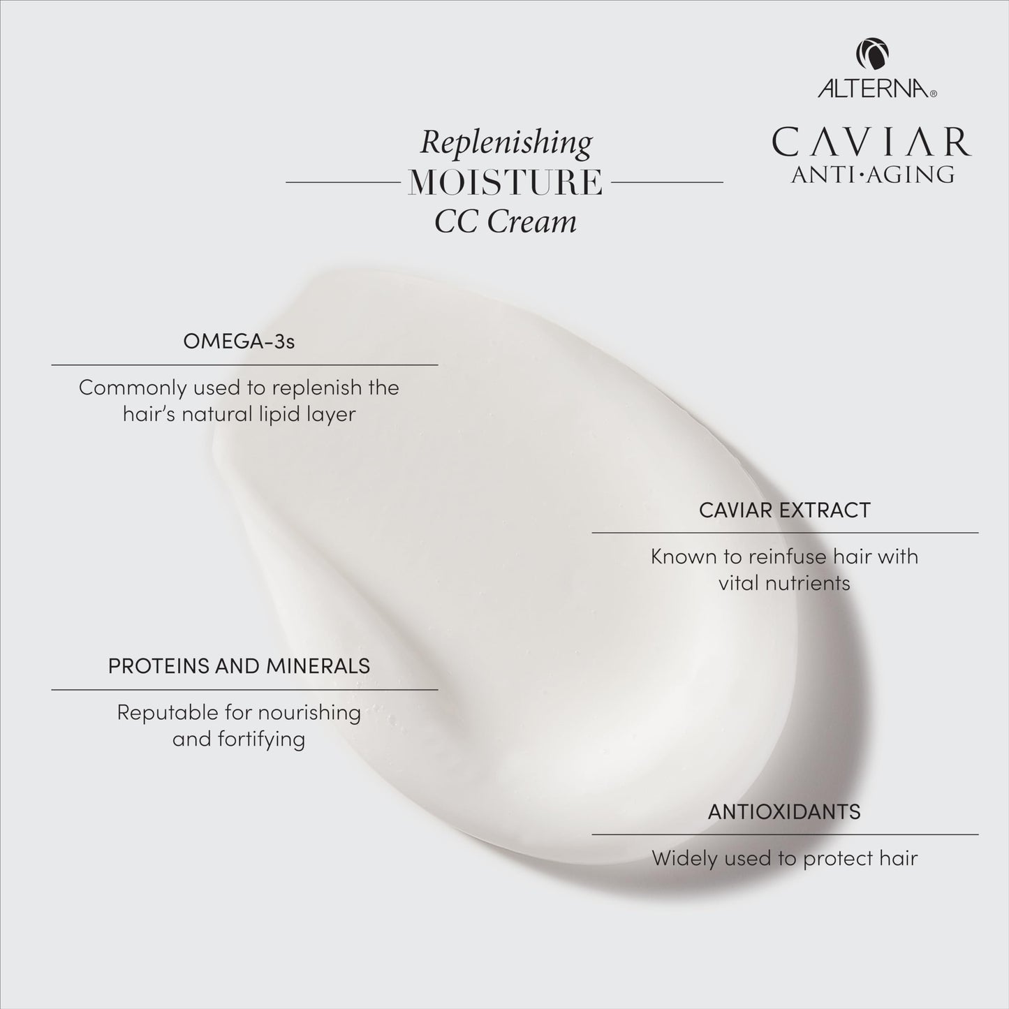 Alterna Haircare CAVIAR Anti-Aging Replenishing Moisture CC Cream, 3.4 Fl Oz |10-in-1 Hair Protection & Treatment Cream | Nourishes, Restores