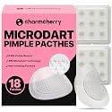 CharmCherry Pimple Patches for Face (18 Count), Microdart Acne Patches, Hydrocolloid Blemish Spot with Salicylic Acid, Fast-Acting for Early Stage
