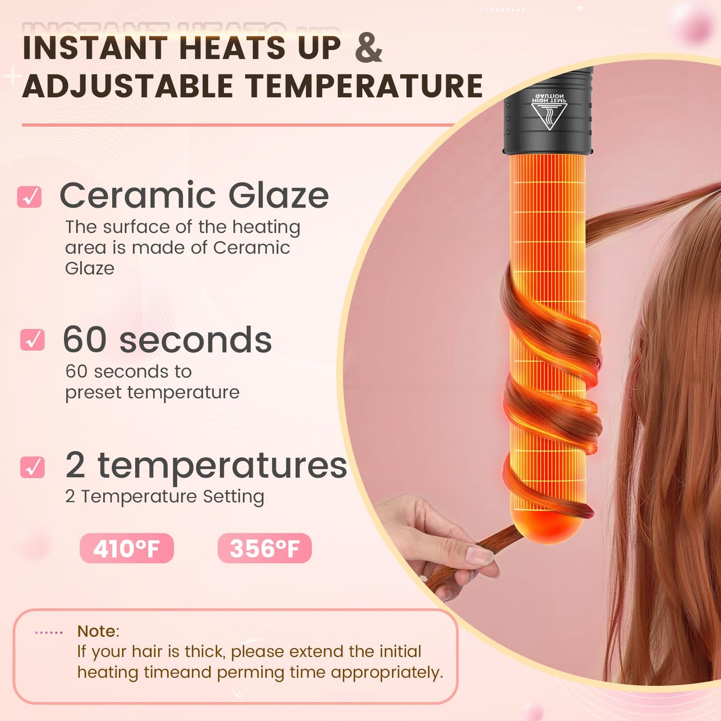 5 in 1 Curling Iron Wand Set, Hair Curling Iron Interchangeable Ceramic Barrels (0.35 to 1.25 Inch), Barrel Heat Protective Glove 2 Clips, Dual