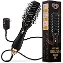 Professional Blowout Hair Dryer Brush, Black Gold Dryer and Volumizer, Hot Air Brush for Women, 60MM Oval Shape