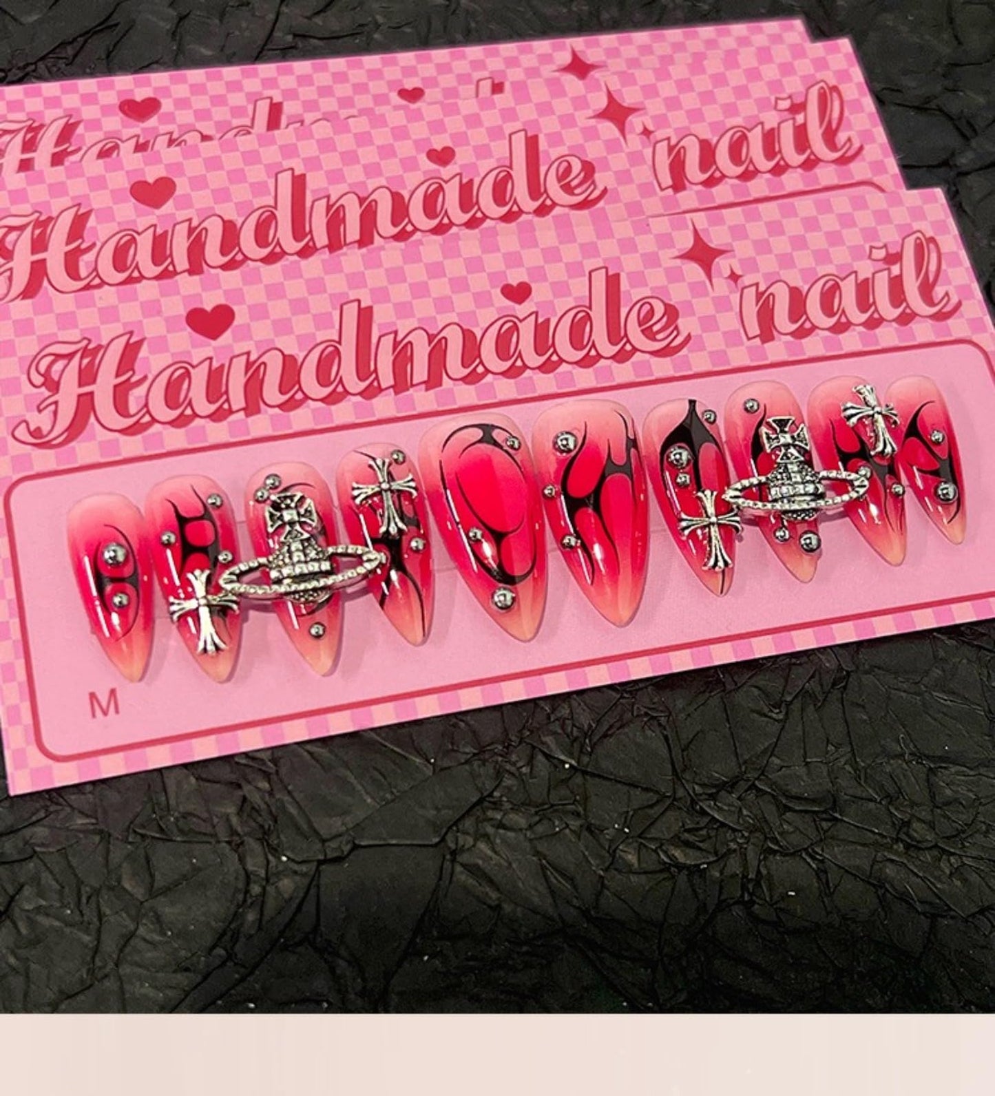 Advanced wearing nail flame nail art almond shaped fake nails Beauty & Personal Care FWJUNHUYC