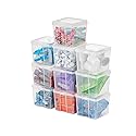 IRIS USA Vertical Plastic Flip Top Storage Containers Bins with Lids for Pantry, Home, Office, Organization, Small, Stackable Hinged Organizer…
