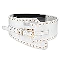 Women Wide Western Fashion Belt Hip Waist Silver Faux Leather Gold Metal Studs XS S