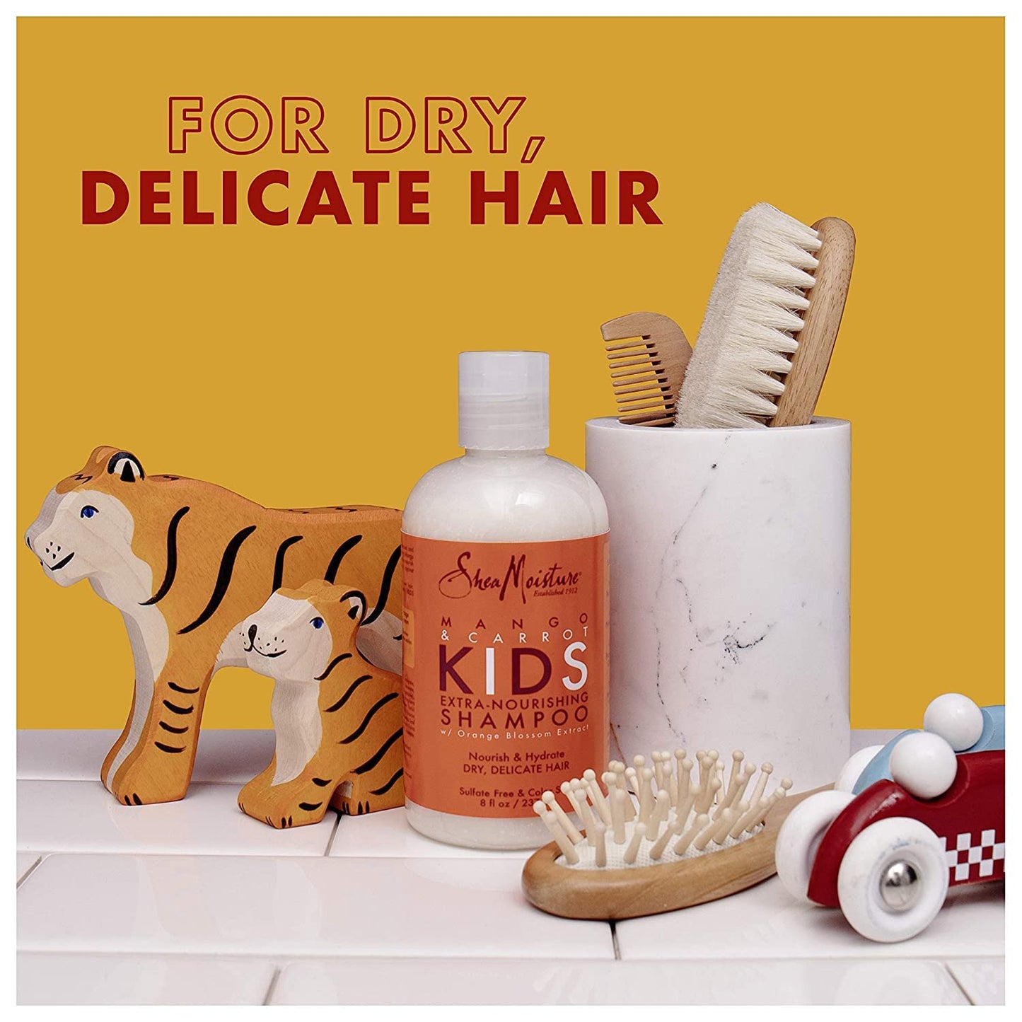 Shea Moisture Kids Shampoo - Extra-Nourishing Shea Butter, Mango & Carrot Hair Detangler with Orange Blossom Extract, Sulfate-Free Shampoo for Kids, 8